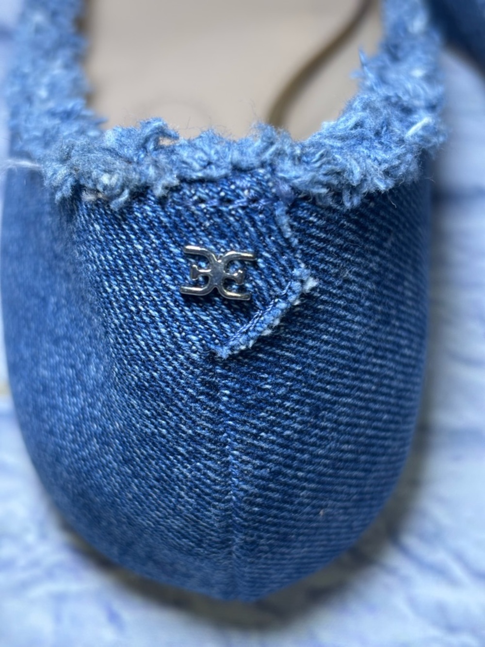 Sam Edelman Women’s Nori Ballet Flat Bluestone Denim Size 10M Buckle Hardware - Picture 8 of 15